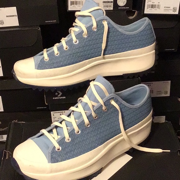 Run Star Hike Low Top Blue textured